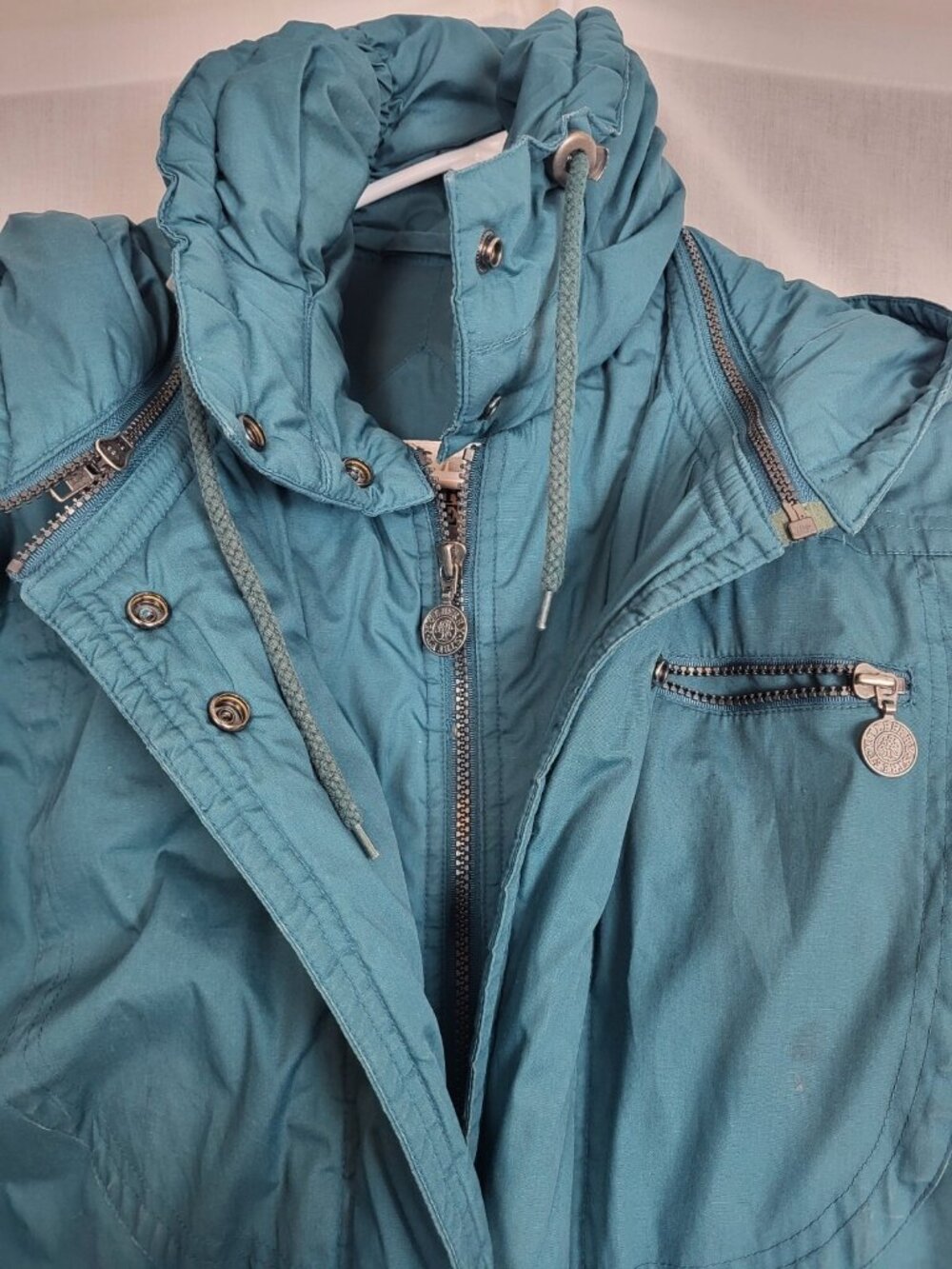 Goose Down Puffer Coat Mulberry Street Green Hooded Long Women's M Winter Snow - Picture 2 of 12